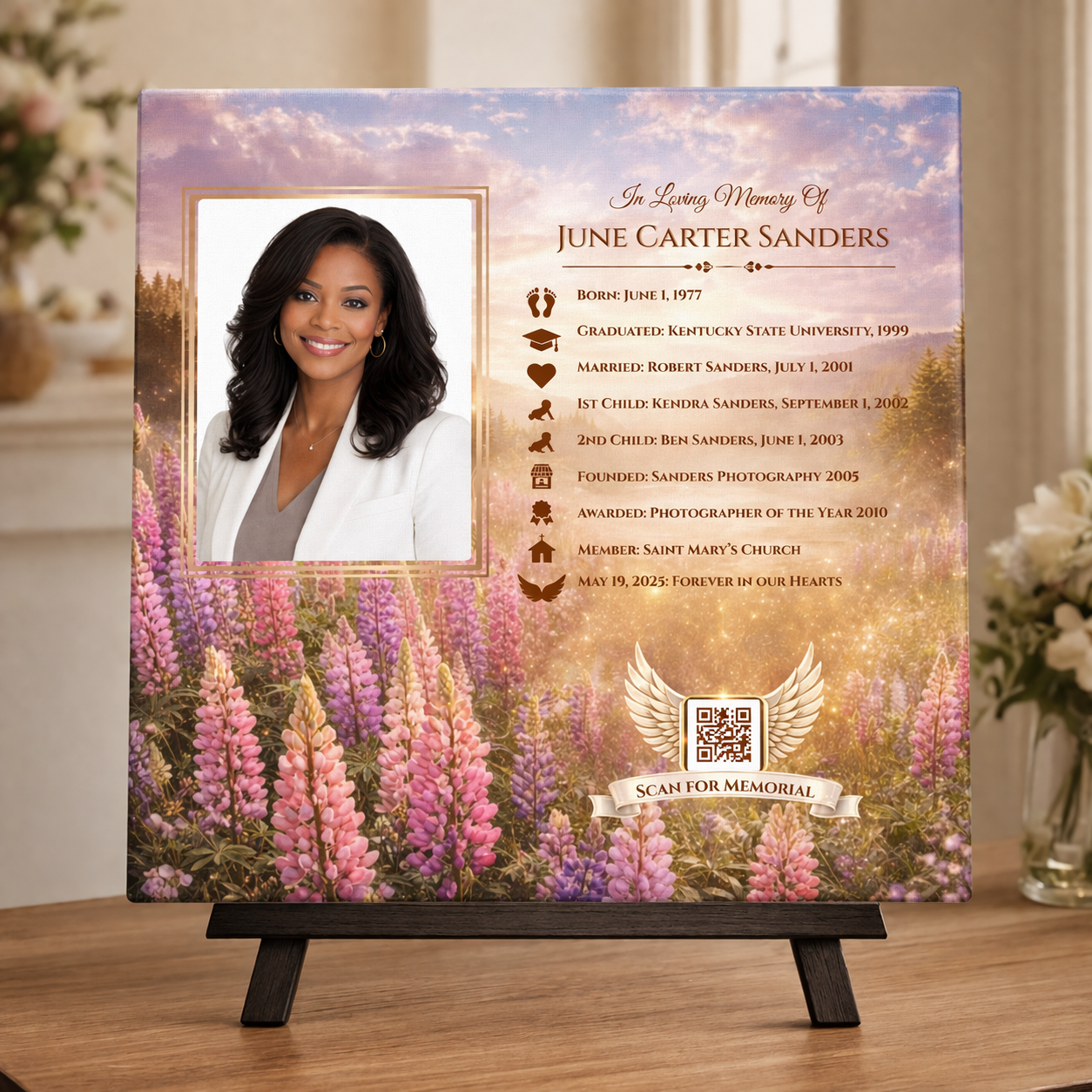 Lupine Memorial Canvas – Personalized Tribute with Photo