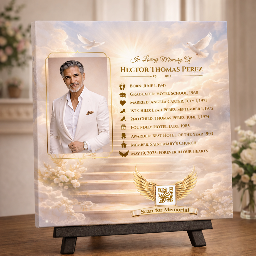 Dove Memorial Canvas – Personalized Tribute with Photo